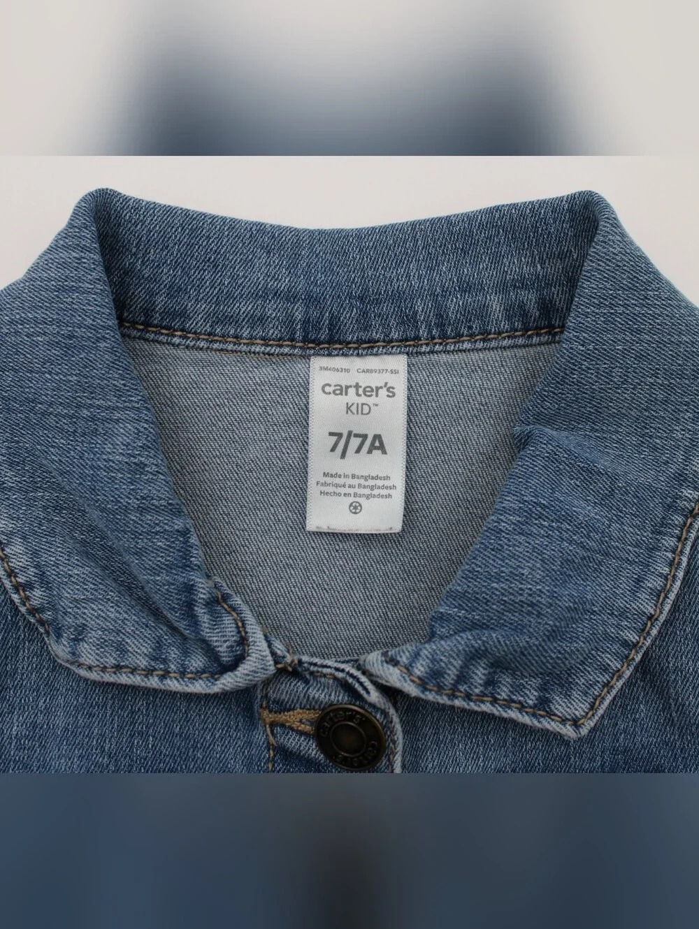 Carter's Girls Denim Jean Jacket Size 7 Button Front